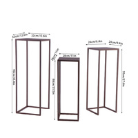 Ensemble de 3 supports d'affichage carrés en fer, finition thermolaquée, étagère métallique à cadre ouvert, mobilier moderne et durable pour salon