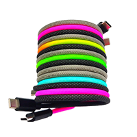 A-bst pabrik kabel USB magnetik nilon 1m, pengisi daya Cepat kabel 3A magnetik untuk ponsel