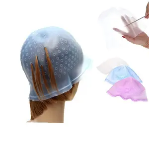 Reusable Silicone Hair Staining Cap Multicolor Hair Dyeing Cap with Metal Hooks