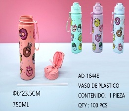 Borraccia per bambini con disegno animato, 750 ml, in plastica, per uso scolastico, con tracolla - Product Image 3