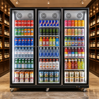 Congélateur commercial robuste YUJIA à 3 portes, vitrine sans givre avec porte vitrée pour supermarché, fabricant