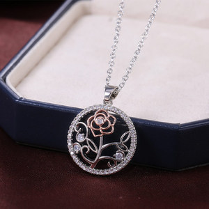 Collana con Ciondolo a Forma di Rosa Rotonda per Donne, Gioiello alla Moda con Catena per la Clavicola - Product Image 6