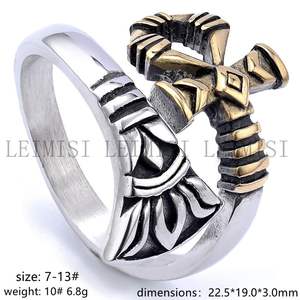 Anillos Ajustables <span class=keywords><strong>de</strong></span> Acero Inoxidable con Ojos <span class=keywords><strong>de</strong></span> Ra <span class=keywords><strong>Horus</strong></span> Ankh Cruzados <span class=keywords><strong>del</strong></span> Antiguo Egipto, Chapados en Oro <span class=keywords><strong>de</strong></span> 18K, Estilo Retro para Hombres y Mujeres - Product Image 2