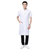 Blouse de laboratoire médicale, uniforme de médecin, blouse blanche en polycoton, fermeture à boutons-pression, poches latérales, manches longues, col à revers, antibactérienne