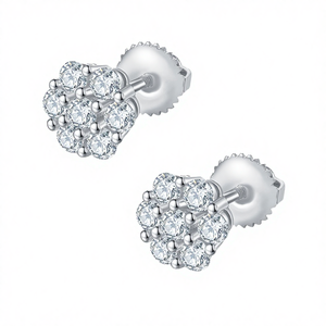 Screw <b>Back</b> Fashion <b>Earring</b> Fine Jewelry 925 Sterling Silver-FL Moissanite Stud <b>Earrings</b> Shining Jewelry Men's - Product Image 4