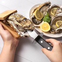 Ensemble d'outils pour décortiquer les fruits de mer, couteau à huîtres en acier inoxydable et support à huîtres en bois pour huîtres, palourdes et coquilles Saint-Jacques, vente en gros