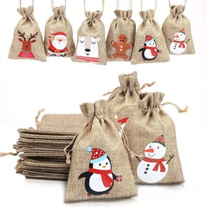 Nuevo creativo Navidad Lino viejo muñeco de nieve vino tinto Set Mesa botella de vino bolsa vino tinto bolsa regalo Decoración - Product Image 5