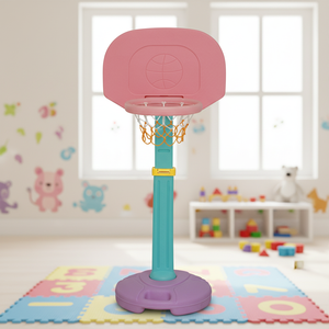 HAPPY Panier de <span class=keywords><strong>basket</strong></span> réglable pour intérieur, avec panneau arrière en PE écologique, support mobile et portable, coloré pour enfants - Product Image 1