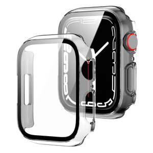 Funda de reloj transparente de protección completa de PC dura ultradelgada para <span class=keywords><strong>Apple</strong></span> <span class=keywords><strong>Watch</strong></span> Series 7 8 9 41/45mm con protector de pantalla de vidrio templado - Product Image 2
