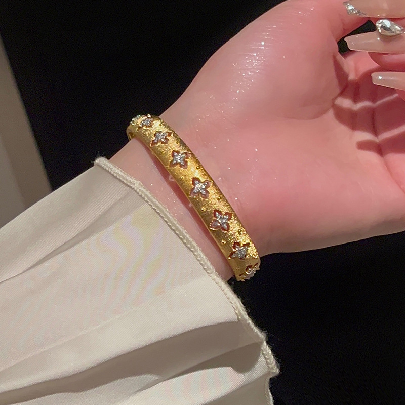 5 bracelet-gold-flowers-real gold plating