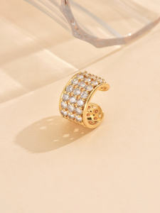 Pendientes de aro de moda con diseño geométrico de perlas de cobre de circón Simple para mujer, Material principal, idea de regalo elegante de latón - Product Image 4