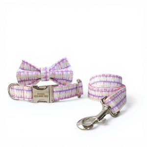 Collar de cuero personalizado para gato y perro con decoración de remache, tela de algodón/nailon rosa para niños y niñas - Product Image 1