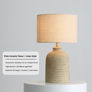 <span class=keywords><strong>BIFANG</strong></span> Moderne Glockenförmige Weiß-Braune Japanische Wabi-Sabi Elektrische Keramik-Tischlampe mit Stoffschirm LED-Licht für Zuhause - Product Image 5