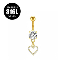 Anneau de nombril en acier chirurgical 14G, piercing de nombril mignon pour femme