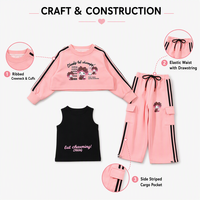 Ensemble de vêtements pour filles en trois pièces, sweat-shirt, violet et rose, style coréen, pour un usage décontracté