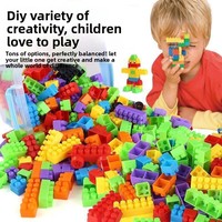 Mainan Blok Bangunan Plastik Besar 40 Potong untuk Usia 5-8 Tahun, Perakitan Puzzle Hewan Alam, Set Edukasi Dini