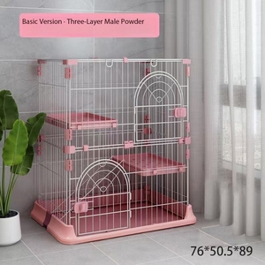 <span class=keywords><strong>Cage</strong></span> pour chien chat d'intérieur à deux trois étages avec fermeture à bouton grande taille facile à installer respirant chat maison espace libre boîte d'emballage - Product Image 6
