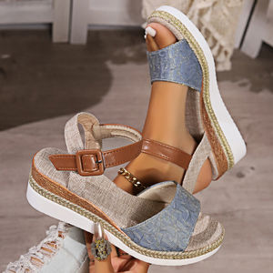 Sandalias de mujer con nudo de mariposa y suela de cáñamo, ligeras, novedad 2025, informales, con boca de pez y suela gruesa H-826 - Product Image 3