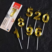 Goldene Zahlenkerzen Kuchendekoration Tortendeko für Geburtstagsfeiern und Jubiläen