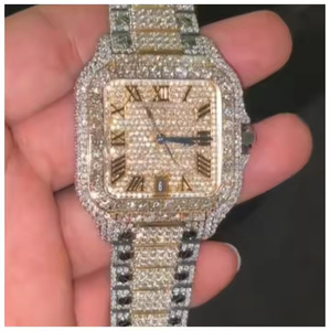 Montre pour homme classique, cadran tendance, boîtier en alliage, mouvement à quartz, accents de moissanite de 5 mm, style moderne raffiné, luxueux et intemporel - Product Image 5