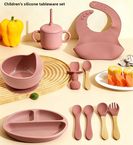 Vajilla Infantil de Diez Piezas, Kit de Alimentación para Bebés, Plato, Tazón, Cuchara, Tenedor, Babero de Silicona, <span class=keywords><strong>6</strong></span> <span class=keywords><strong>Meses</strong></span>+ - Product Image 2