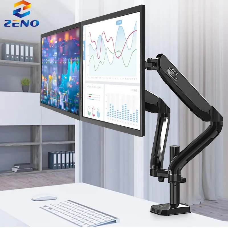 DS90-2 Dual Monitor Arm Bracket Stand Riser Computer Bureau Mount Dubbele Arm Voor Monitor Computer Arm 2 Monitoren