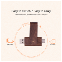 Clé USB 2 en 1 en bois, nouvelle, en promotion, USB 2.0/3.0, Type-C, Android OTG, avec logo personnalisé, 8 Go, 32 Go