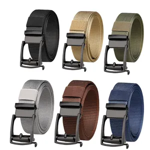 Pop-up Toothless Automatic Buckle Belt Men's Casual Canvas Trouser Belt Thickened Nylon Tactical Belt