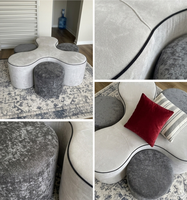 Ensemble table et chaise de jeu modulaire en éponge compressée 30D avec revêtement en velours côtelé pour salon et salle de jeux