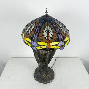 LongHuiJing European Dragonfly Stained Glass LED Lampshade <b>Table</b> <b>Lamp</b> Flexible Simple Angel <b>Base</b> for Living Room Art Decoration - Product Image 6
