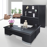 Ensemble de bureau de direction moderne en noyer excellent Table de bureau de patron de gestionnaire de meubles commerciaux minimalistes