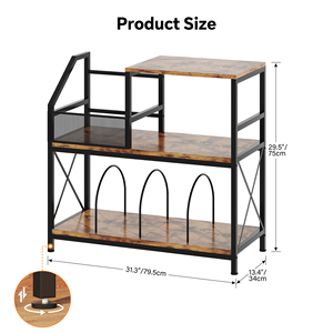 Support de tourne-disque tournant <span class=keywords><strong>vintage</strong></span> avec 3 étagères réglables à plusieurs niveaux, support de CD, plateau tournant en bois pour salon - Product Image 6