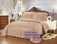 Direct usine Offre Spéciale personnalisé en relief matelassé couvre-lit couvre-lit dentelle broderie ensemble de couvre-lit