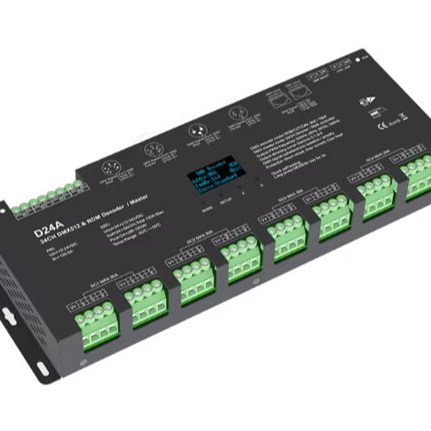 24 Channel 5A 12-24VDC OLED DMX512 Decoder DMX512 Master RGB Led Controller Dmx 512 Controller for Stage Lights D24A