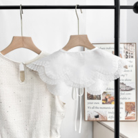 Col claudine amovible brodé vintage, faux col noir et blanc pour robe et pull