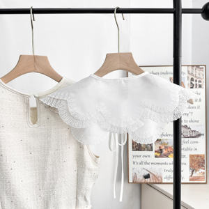 Collar Peter Pan desmontable bordado vintage, cuello falso blanco y negro <span class=keywords><strong>para</strong></span> vestido y suéter - Product Image 5
