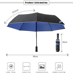 Tam otomatik çift kullanımlı iş şemsiye 3-Fold güneş koruyucu güneşlik ile LED el feneri çift amaçlı güneş hava koruması - Product Image 4