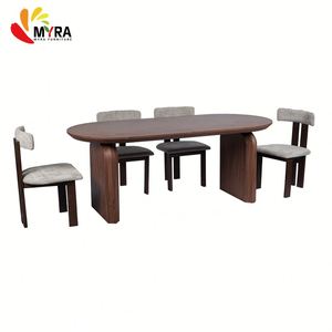 Раскладной обеденный стол Nordic Mesa De Jantar Extensivel, минималистичный, коричневый, овальный, из МДФ, для ресторана. - Product Image 5