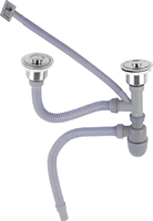 K-Q40D cuisine siphon de lavabo double évier vidange 304 tamis d'évier de cuisine d'acier inoxydable