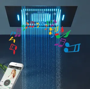Большой 800*600 мм 4 функции потолочный Смарт Bluetooth скрытый светодиодное освещение дождь туман музыка насадки для душа