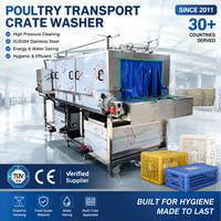 Machine de lavage industrielle entièrement automatique en acier inoxydable pour bacs à poisson, cages à poulet, paniers, plateaux à œufs et caisses alimentaires, avec fonction autonettoyante