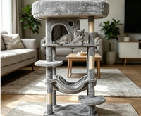 Arbre à chat nordique en bois massif avec hamac et griffoir, personnalisable avec logo OEM, marque privée, pour fournisseurs de produits pour animaux, commande en gros, MOQ