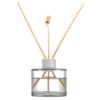 Flacon diffuseur de parfum carré en verre transparent décoratif avec compte-gouttes, capacité 50 ml, pompe argentée/dorée/noire, impression sérigraphique