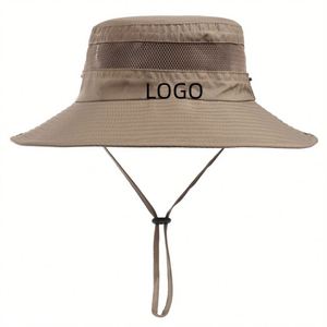Custom Outdoor Summer Sunshade Sun Uv Protection Wide Brim <b>Cap</b> Mesh <b>Hiking</b> Fishing Fisherman Bucket Boonie Hat - Product Image 1