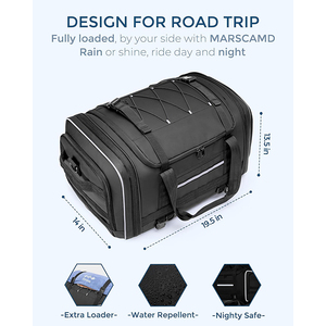 Bolsa Trasera para Motocicleta Negra, Expandible, 40L, PVC 100% Impermeable, para Asiento Trasero, Personalizable en Tamaño y Logotipo - Product Image 3