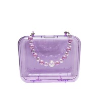 Sacs à main en plastique bricolage pour enfants avec chaîne de perles boîte de rangement cosmétique carrée pour bijoux boîtes de bureau pour le rangement des boucles d'oreilles et des bagues