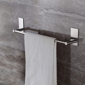 Modern Hotel Bathroom Iron Golden Self-Adhesive Drill-Free <b>Towel</b> Bar <b>Rack</b> Rust Resistant Wall-Mounted <b>Storage</b> - Product Image 3