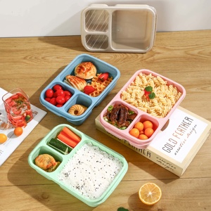 Fiambrera portátil <span class=keywords><strong>rectangular</strong></span> de plástico para niños con compartimentos a prueba de fugas, contenedor de alimentos calentable para el almuerzo - Product Image 1