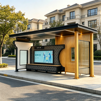 Abri de bus moderne en acier galvanisé avec banc intégré et caisson lumineux publicitaire double face pour arrêts de bus