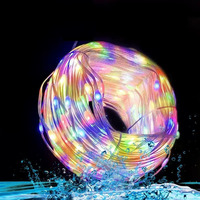 Grenzüberschreitende LED-Solar-Kupferlichterkette für Outdoor-Camping, Weihnachtsdekoration, Farbige Atmosphäre-Sternenlichterkette